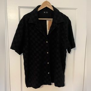 Thrills Black Checkered Bowling Shirt